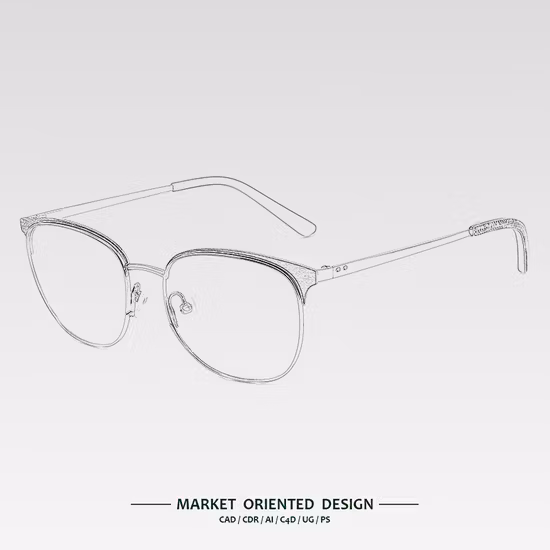 Armações ópticas de moda feminina de metal com sobrancelha de acetato